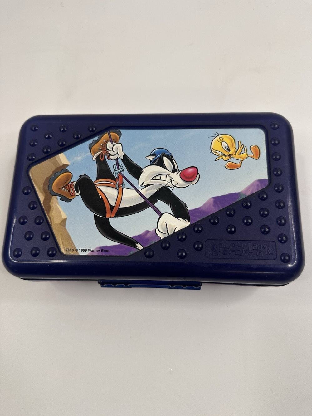 Vintage Looney Tunes Spacemaker pencil box plastic case Tweety Sylvester cartoon